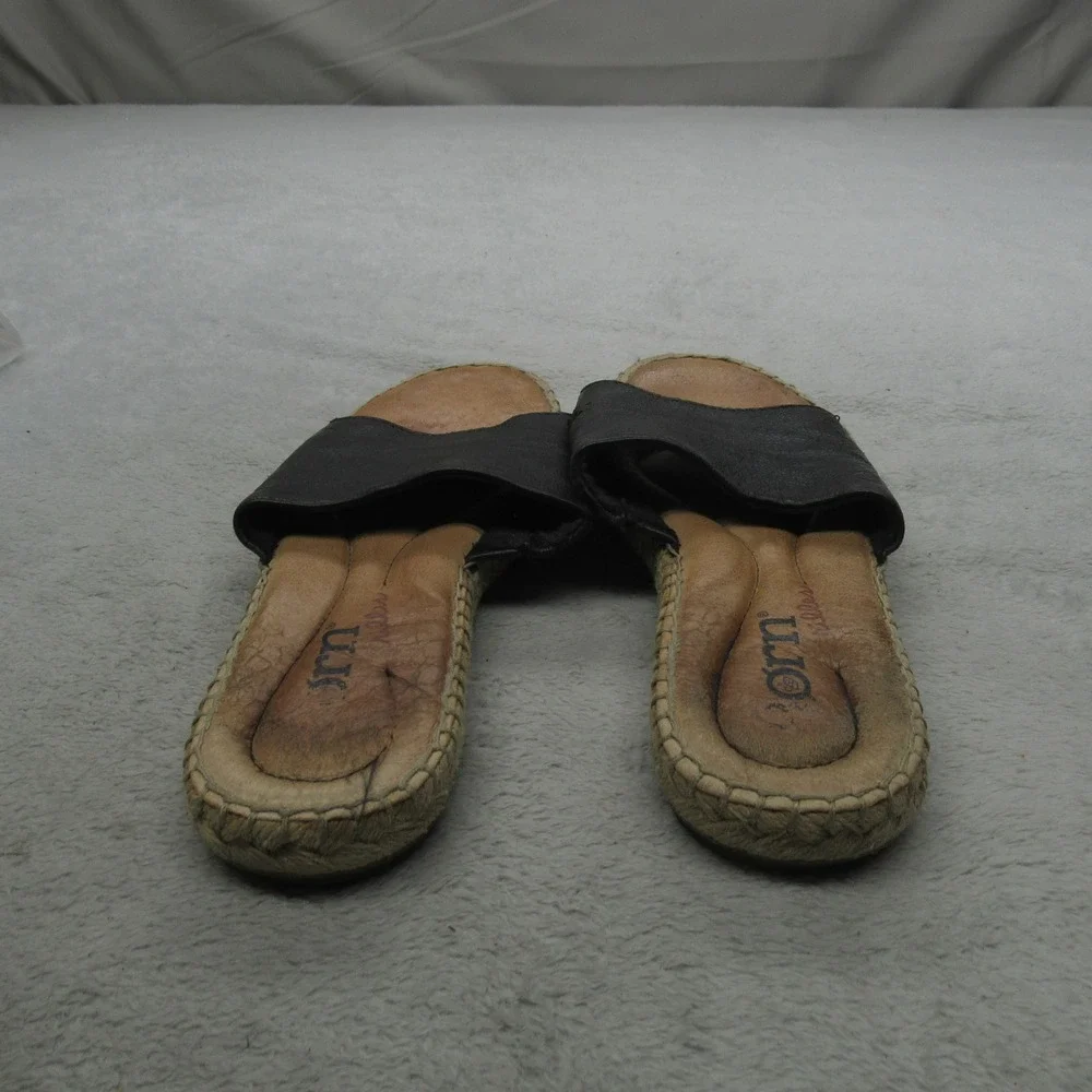 Born Womens 7M Sandals Brown Leather Espadrille Slide Flats Casual Comfort Slide
